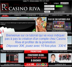 Accéder à la Démo Flash - Inscription Casino Riva + Promotion Déposez 30, jouez avec 10 fois plus