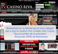 Accéder à la Démo Flash - Inscription Casino Riva + Promotion 200% de bonus de bienvenue