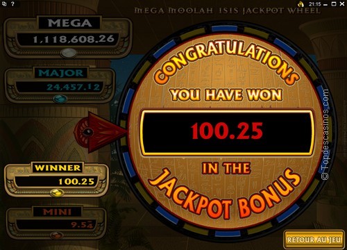 Jackpot Progressif Casino - Mega Moolah Isis