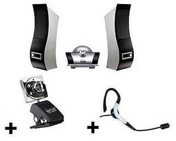 Enceintes St&eacute;r&eacute;o Hercules XPS 2.0 Lounge + Webcam Deluxe Optical Glass + Micro Casque